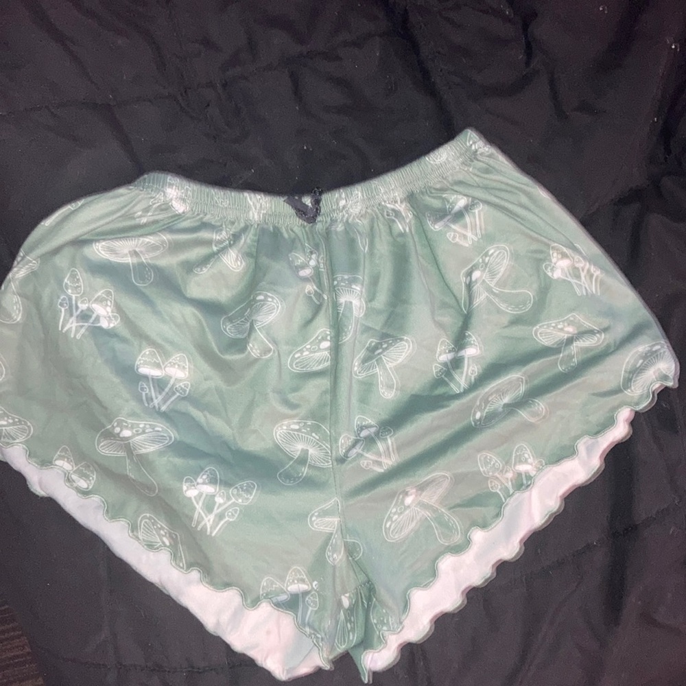 Sage, green mushroom shorts